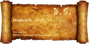 Wambach Irén névjegykártya